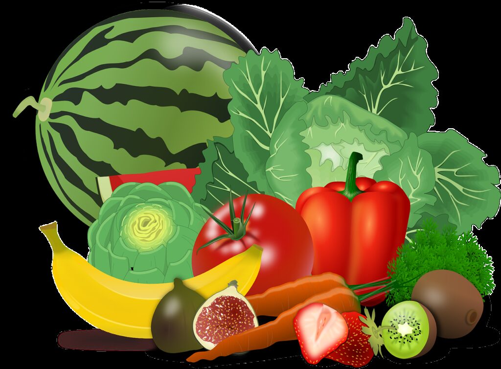 vegetables, fruits, food